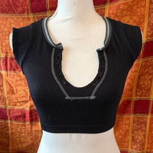 GUC Size XS/S Out From Under (Urban Outfitters)Black Cap sleeve Ribbed Crop Top